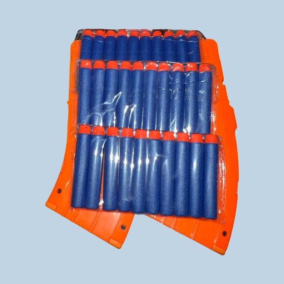 2 Nerf Soft Bullet 10 Round Banana Magazines Elite N-Strike Clips & 32 Bullets - Picture 1 of 3